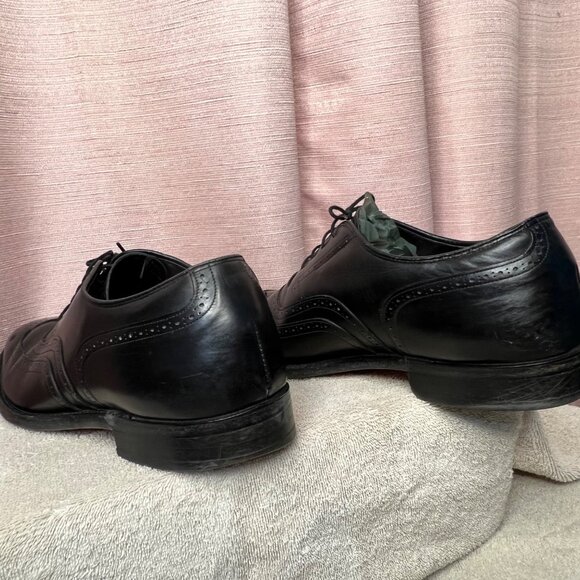 Johnson & Murphy Men Black Leather Oxford Wingtip Dress Shoes Size 10 D USA Made - Picture 7 of 16